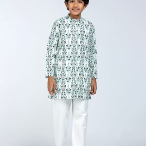 Pastel Green Cotton Panjabi Pajama Set