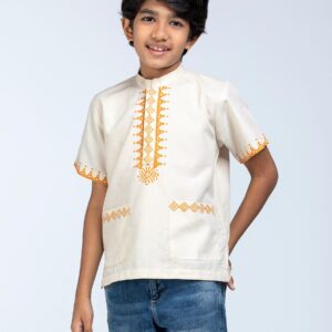 Beige Printed Vortex Cotton Fatua