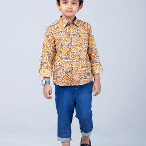 Beige Printed Cotton Shirt