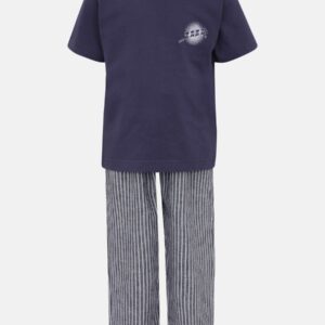 Navy Blue Printed T-Shirt Pant Set